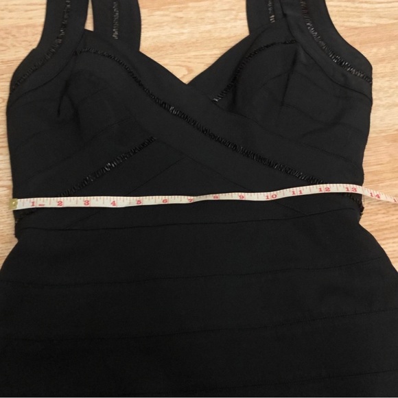 Aidan Mattox black mini dress with black sequin embellishment. Size 8. - Picture 6 of 9